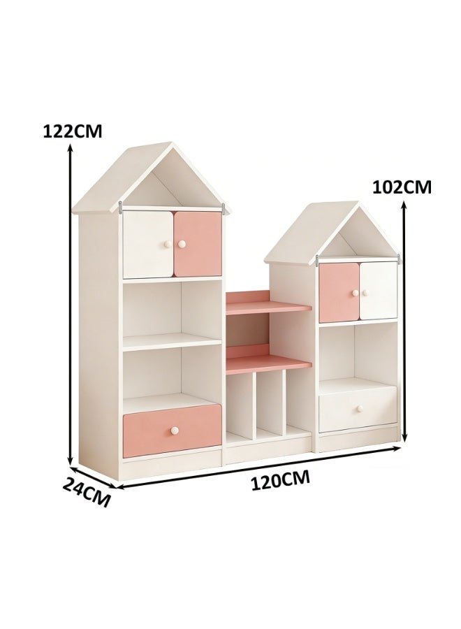 YY-ريشير خزانة كتب للأطفال مع أدراج، خزانة كتب على شكل منزل مع خزانة مقاومة للغبار لأثاث غرفة نوم الأطفال - Image 4